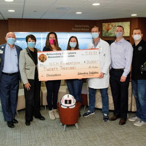 NCH receives donation from Schaumburg firefighters<br>designated for local cancer patients
